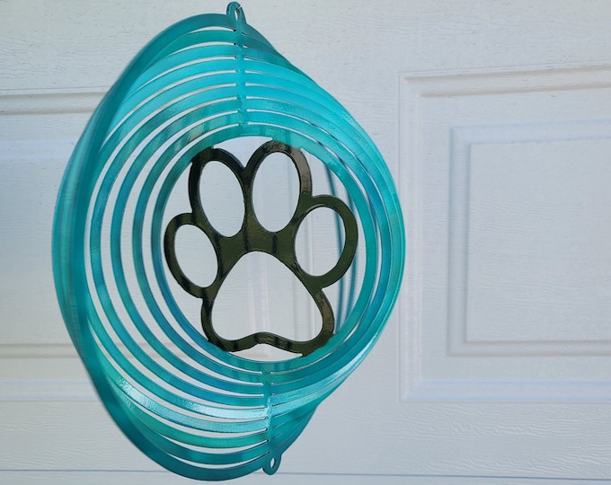 Dog wind spinner, dog paw, dog gifts, dog lover gift, metal yard art, pet gift, pet decor, porch decor, dog memorial, dog birthday gift