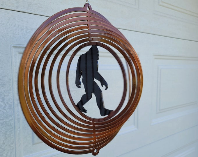 bigfoot wind spinner for yard, sasquatch gifts, cryptidcore decor, squatchin cryptid hunter unique gifts for men, funny garden decorations