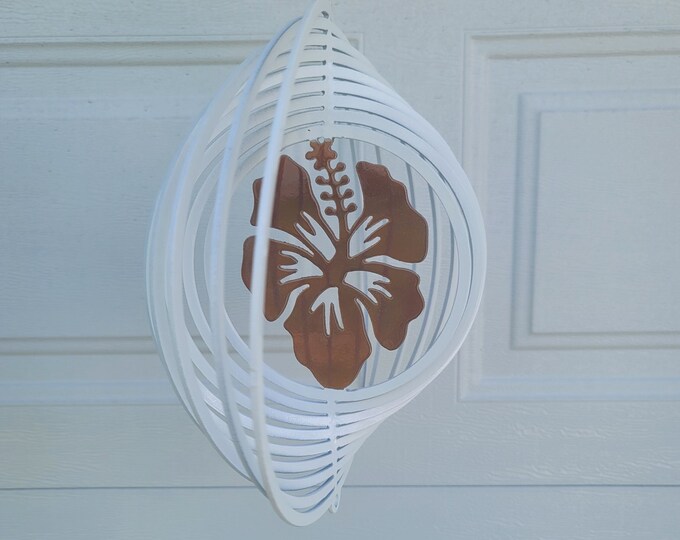 wind spinner, yard art, sun catcher, hibiscus, flower decor, gift for her, spring decor, house warming gift, hawaii, beach decor, beach gift