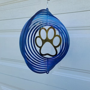 Dog paw, wind spinner, dog gifts, dog lover gift, metal yard art, pet gift, pet decor, porch decor, dog memorial, new dog gift, garden decor