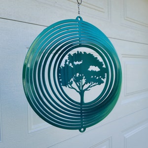 wind spinner, tree lover gift, outdoor decoration, porch decor, sun catcher, wind chime, house warming gift, metal yard art, oak tree, new