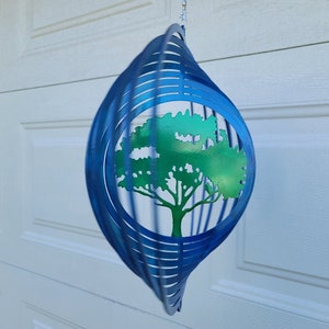 Tree wind spinner, tree lover gift, outdoor decoration, porch decor, sun catcher, wind chime, house warming gift, metal yard art, oak tree