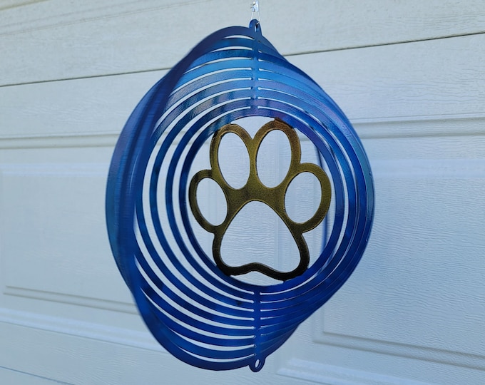 Dog paw, wind spinner, dog gifts, dog lover gift, metal yard art, pet gift, pet decor, porch decor, dog memorial, new dog gift, garden decor