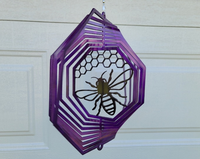 Bee wind spinner for outdoors, front porch decor, nature lover gift for her, honey bee gifts for women, apartment balcony decor, bumble bee