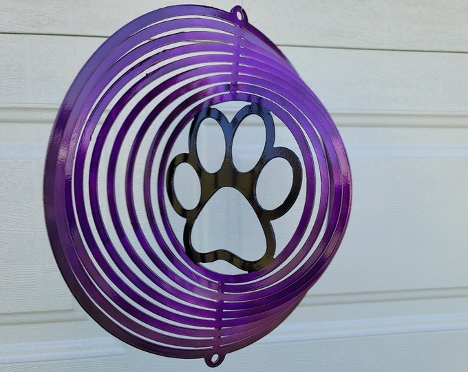 Dog paw, wind spinner, dog gifts, dog lover gift, metal yard art, pet gift, pet decor, porch decor, dog memorial, new dog gift, garden art