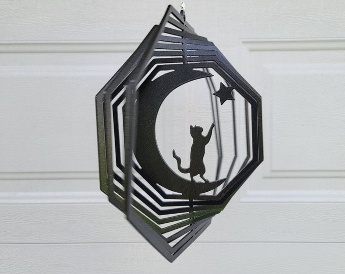 Cat wind spinner, metal yard art, cat lover gifts, gifts for her, cat decor, halloween decorations, porch decor, sun catcher, garden decor