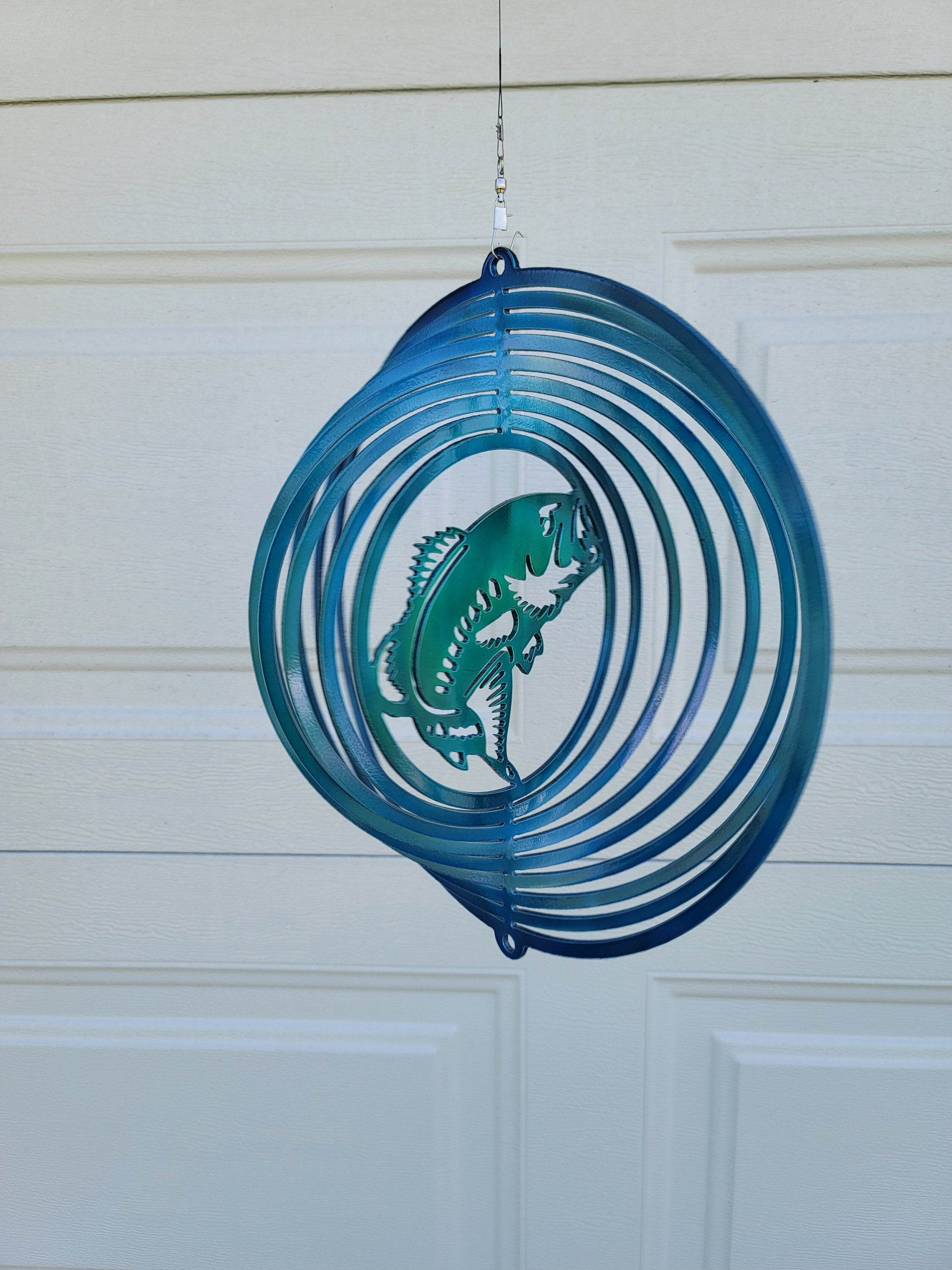 wind spinner, bass, fisherman gift, fishing decor, metal yard art