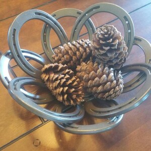 fruit bowl centerpiece for dining table, rustic home decor, horseshoe decor, new home gift for couple, decorative bowls for coffee tables