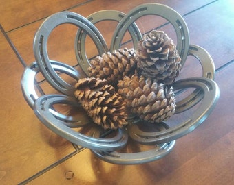 fruit bowl centerpiece for dining table, rustic home decor, horseshoe decor, new home gift for couple, decorative bowls for coffee tables