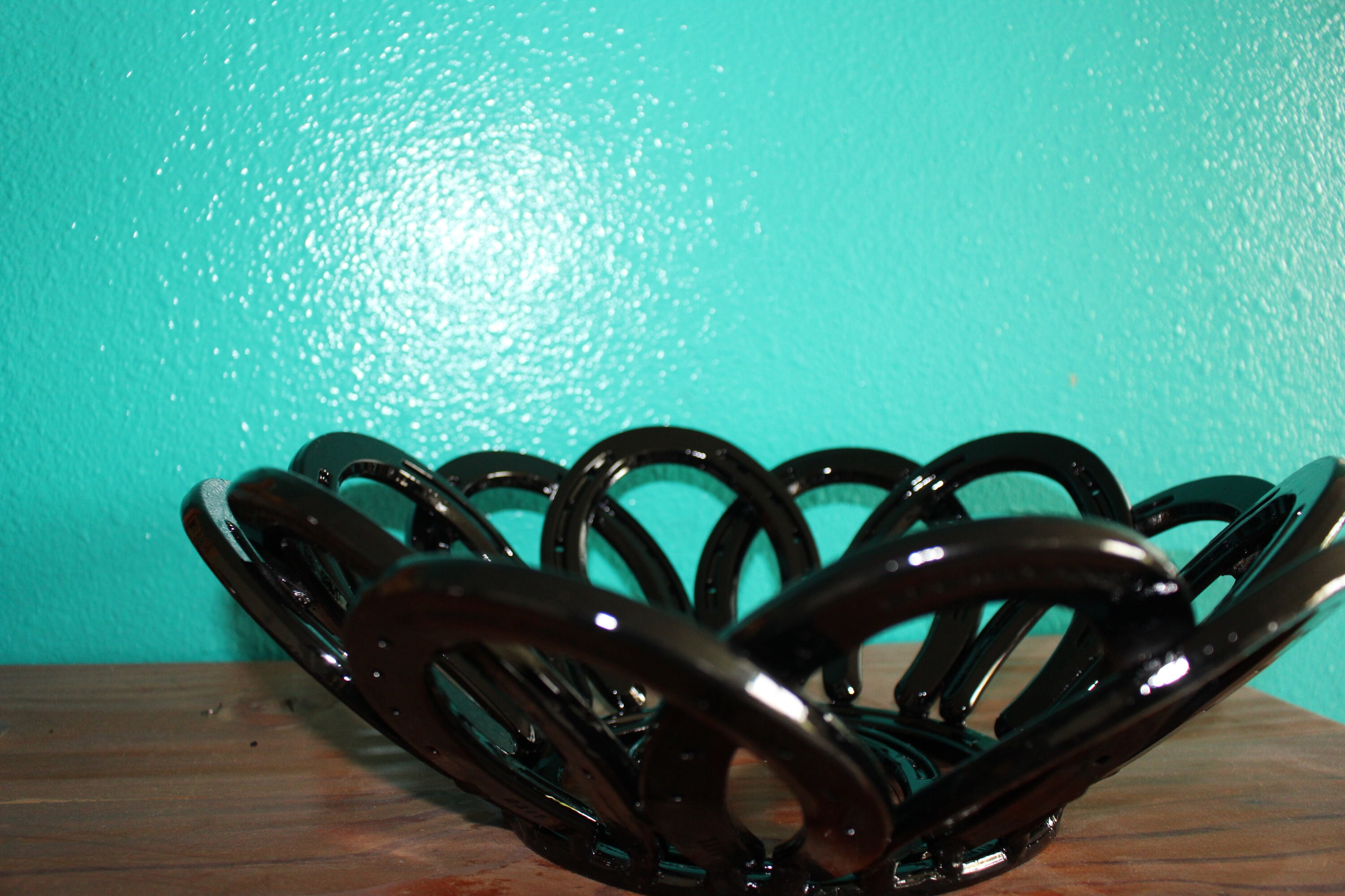 fruit bowl centerpiece for dining table, rustic home decor, horseshoe