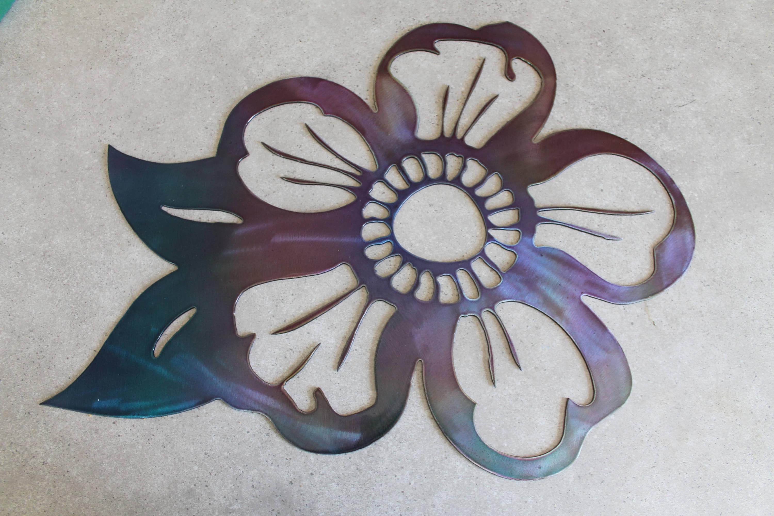 Metal Flower Wall Art purple and blue