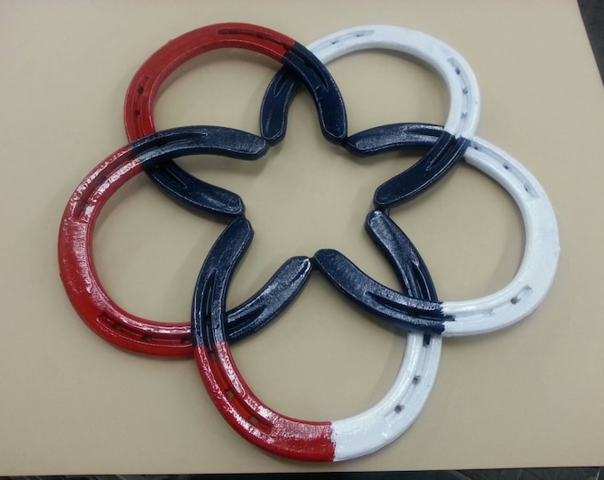 Horseshoe star red, white, and blue.