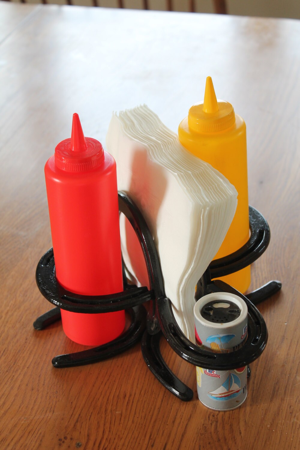 Horseshoe Napkin condiment holder w/ salt and pepper holder. Etsy