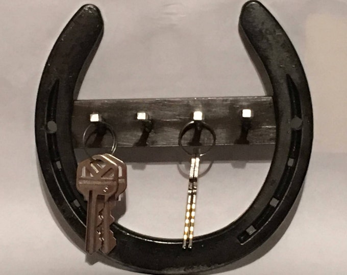 unique key holder for wall rustic home decor, horseshoe decor, bachelor pad gift, key hook, entryway organizer, ranch decor, country western