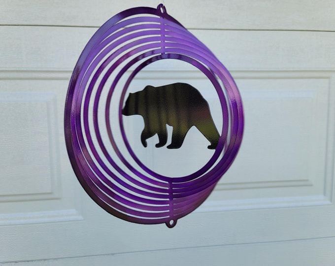 Bear wind spinner, yard art, wildlife decor, bear gifts, wildlife gift, house warming gift, porch decoration, bear lover gift, gifts for him