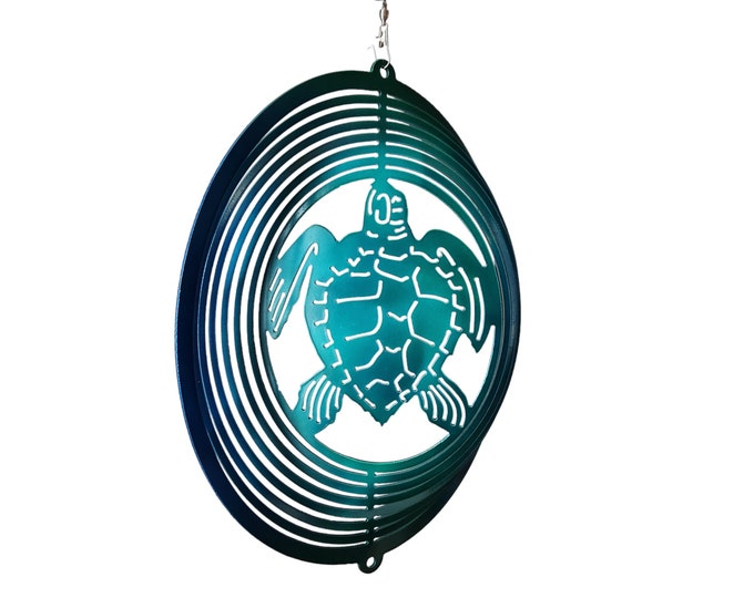 Turtle wind spinner, turtle decor, beach house, house warming gift, tortoise, sea life, ocean decor, metal yard art, beach decor, turtle art