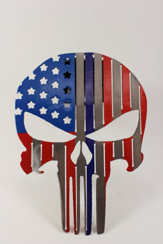 Punisher trailer hitch cover thin blue line