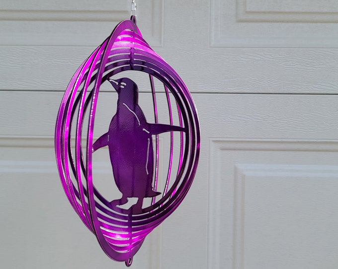 wind spinner, penguin, yard art, porch decor, penguin wind spinner, windspinner, beach decor, ocean wind spinner, beach gifts