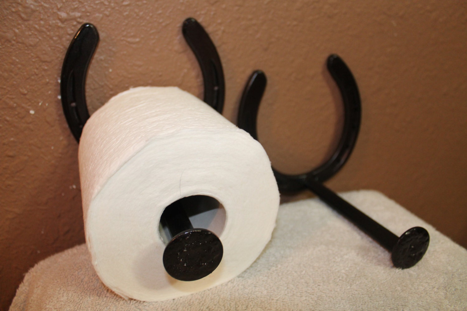 Horseshoe and Railroad-Spike Toilet Paper Holder - The Heritage Forge