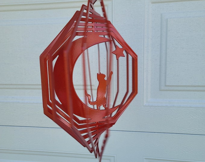 Cat wind spinner, metal yard art, cat lover gifts, gifts for her, cat decor, halloween decorations, porch decor, sun catcher, garden decor