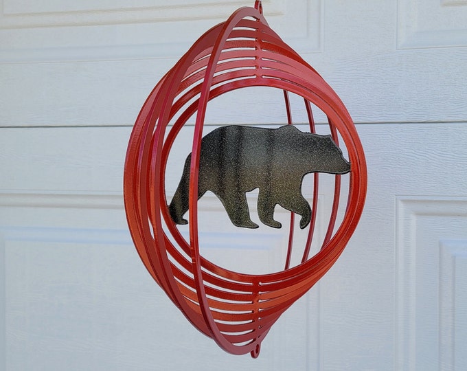 Bear wind spinner, wind spinner, metal yard art, wildlife decor, bear gifts, gifts for him, sun catcher, house warming gift, porch decor