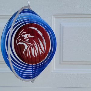 Eagle wind spinners, patriotic decor, 4th of July decor outdoor decor, hanging porch decor, red white and blue garden decor, military mom