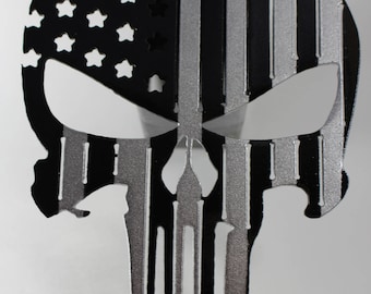 Punisher flag, metal hitch cover, punisher skull, birthday gift for him, law enforcement gifts, military gift, 10th Anniversary gift trailer