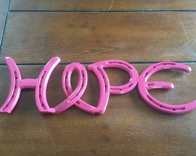 hope sign, breast cancer survivor gift, horseshoe decor, inspirational wall art for women, custom cancer ribbon sign, oncology nurse gift