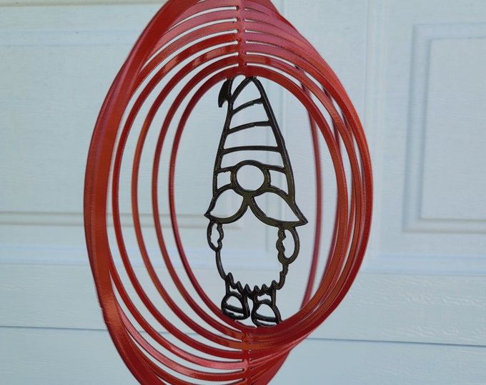 Gnome wind spinner, garden gnome, metal yard art, porch decor, gifts for friends, house warming gift, gifts for her, fun outdoor decor, new