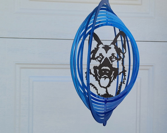 wind spinner, dog lover gift, german shepherd, dog decor, metal yard art, dog owner gift, porch decor, sun catcher, new puppy gift, for him