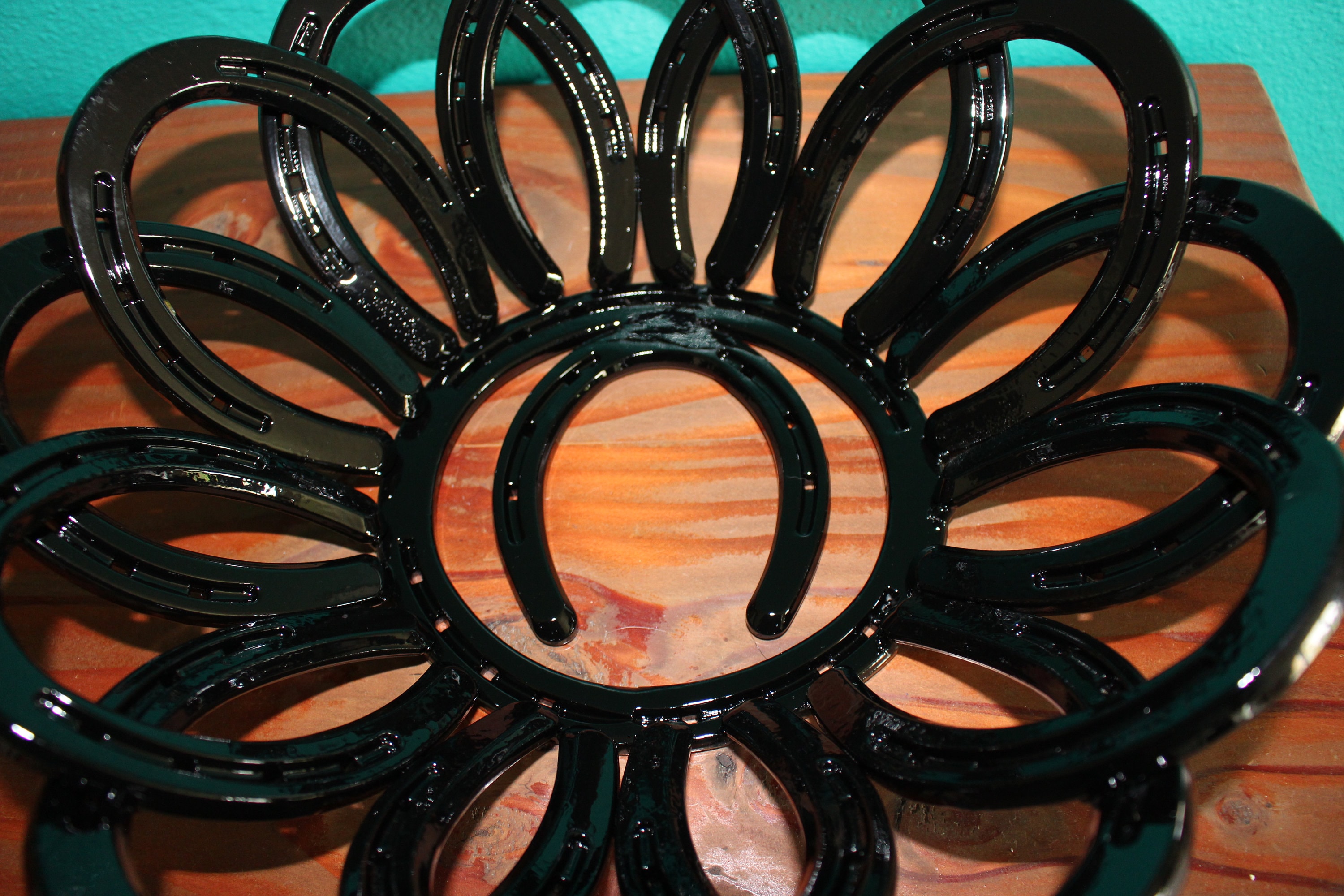 fruit bowl centerpiece for dining table, rustic home decor, horseshoe