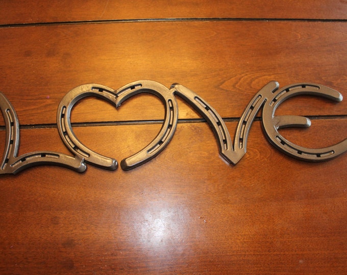 Horseshoe love signs, heart, word art, western decor, rustic love signs, Valentine's Day gifts, 6th anniversary gifts, bedroom wall decor