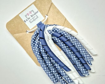 Navy Blue Gingham Dangles Bobble | School Bobbles | Navy Blue Bobbles | Korker Bobble | Corker Hair Tie | Gingham Bobble