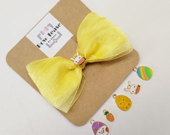 Yellow Organza Bow | Large Yellow Bow | Mini Yellow Bow | Glitter Bow | School Bow | Glitter Bow | Bunny Bow | Easter Bows | Spring Bows