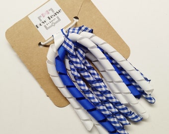 Royal Blue Gingham Dangles Bobble | School Bobbles | Royal Blue Bobbles | Korker Bobble | Corker Hair Tie | Gingham Bobble