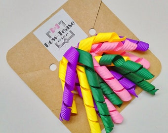 Yellow, Pink, Purple and Green Dangles Bobble | School Bobbles | Green Bobbles | korker ribbon | corker ribbon