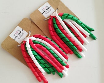 Green, Red and White Dangles Bobble | School Bobbles |Green, Red and White Bobbles | korker ribbon | corker ribbon