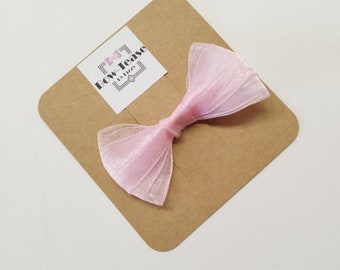 Baby Pink Organza Bow | Large Baby Pink Bow | Mini Baby Pink Bow | Baby Pink Glitter Bow | Baby Pink School Bow | Glitter Bow