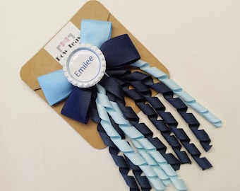 Navy Blue and Pale Blue Logo Bows | School Bow | Large School Bow | Large Logo Bow| Bottle cap Bows |