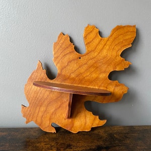 Vintage 13" Carved Leaf Shaped Wooden Wall Shelf