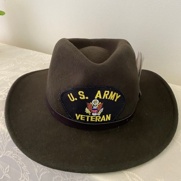 Felt Hats-Military Felt with US Air Force, Army, Navy Veteran or Retired Patch