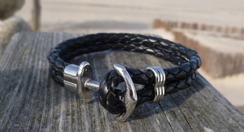 Pulsera de cuero surf pulsera caballero cuero negro nuevo señora trenzada surfista