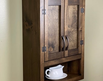 Wall Hanging Bathroom or Kitchen Cabinet with Open Cubby Below