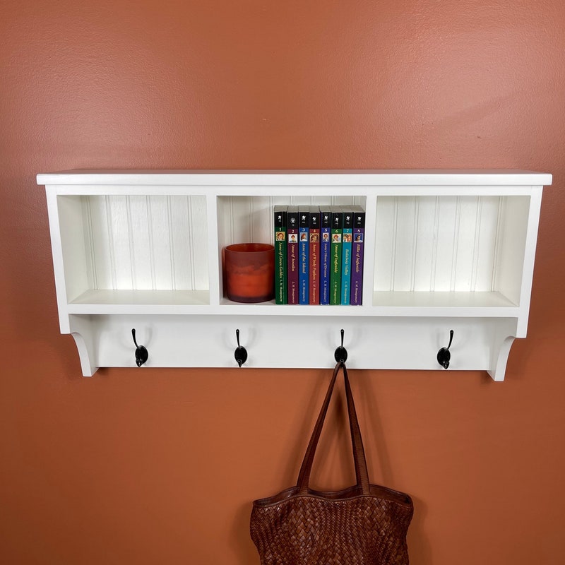 Wood Wall Shelf With Hooks - Etsy