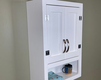 Wall Hanging Bathroom or Kitchen Cabinet with Open Cubby Below