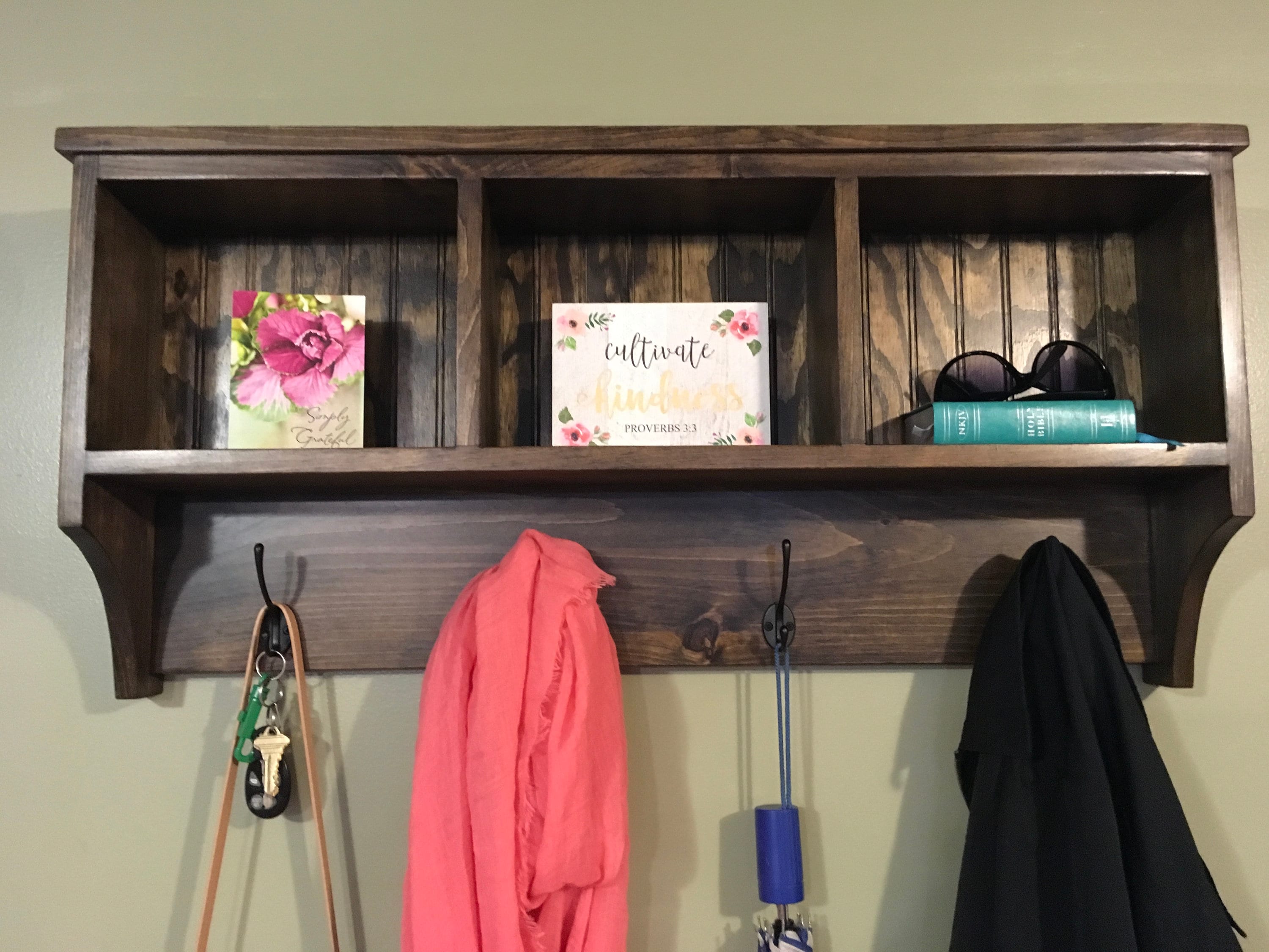Wall Hanging Cubby Shelf with Hooks Etsy