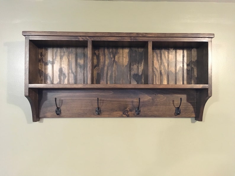 Wall Hanging Cubby Shelf With Hooks Etsy