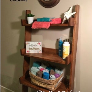 Ships within 1 Business Day Dark Walnut stained Over-the-toilet Ladder Shelf image 3