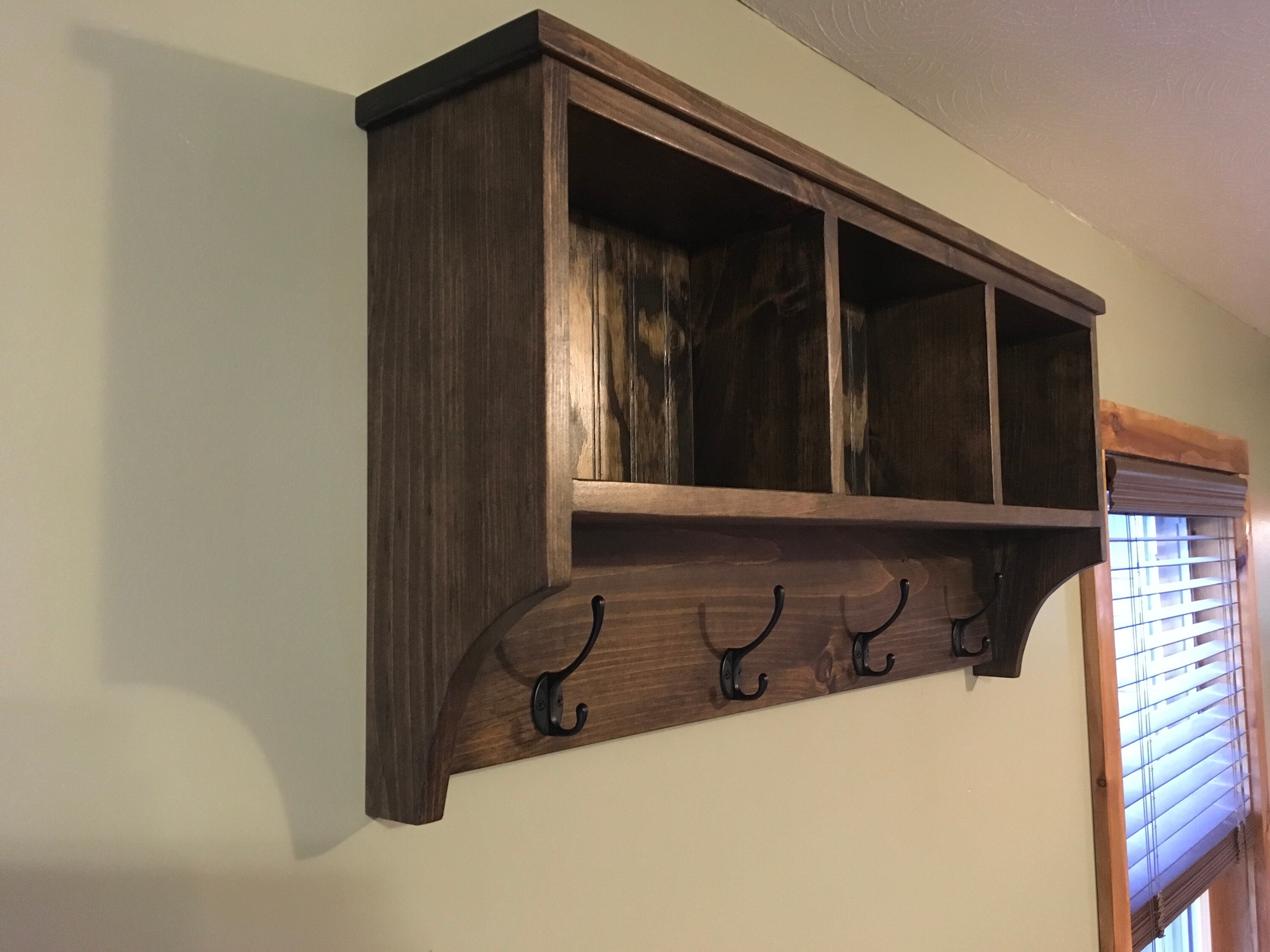 Wall Hanging Cubby Shelf with Hooks Etsy
