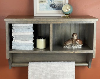 Wall Hanging Bathroom Cubby with Towel Rod